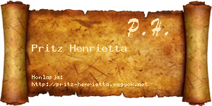 Pritz Henrietta névjegykártya